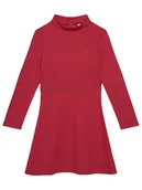 Sukienki i spódniczki dla dziewczynek - Tommy Hilfiger Sukienka codzienna Essential Skater KG0KG08790 S Czerwony Regular Fit - miniaturka - grafika 1