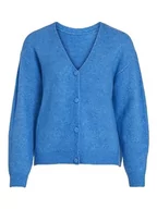 Swetry damskie - Vila Damski sweter z dzianiny oversize, French Blue/Szczegóły: melanż, XXL - miniaturka - grafika 1