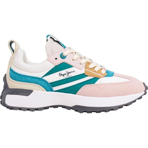 Pepe Jeans Damskie trampki LUCKY MAINS, różowe (SPRITZER PINK), 5 UK, Różowy Spritzer Różowy, 5 UK