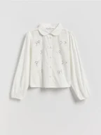 Bluzki dla dziewczynek - Reserved - Koszula z cyrkoniami - złamana biel - miniaturka - grafika 1