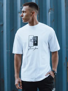 T-shirt męski z nadrukiem biały Dstreet RX5525 - Koszulki męskie - miniaturka - grafika 1