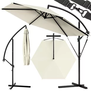Parasol ogrodowy Kremowy Aluminiowy Ø300cm UV 30+ - Parasole ogrodowe - miniaturka - grafika 1