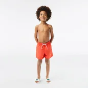 Kąpielówki dla chłopców - Lacoste chłopięce jednokolorowe szorty kąpielowe z technologią quick dry - miniaturka - grafika 1