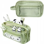 Piórniki - Piórnik Szkolny Organizer 3 Komory Z Okienkiem Na Przybory Szkolne - miniaturka - grafika 1