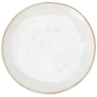Talerze - Talerz obiadowo deserowy biały z brązową krawędzią 21 cm - miniaturka - grafika 1