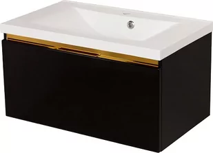 Czarna szafka z umywalką złoty uchwyt 80 cm seria Diamond Gold Gante C - Szafki łazienkowe - miniaturka - grafika 1