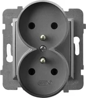 Gniazdka elektryczne - Ospel Aria szary mat - gniazdo podwójne +0 do ramki GP-2URZ/m/70 - miniaturka - grafika 1