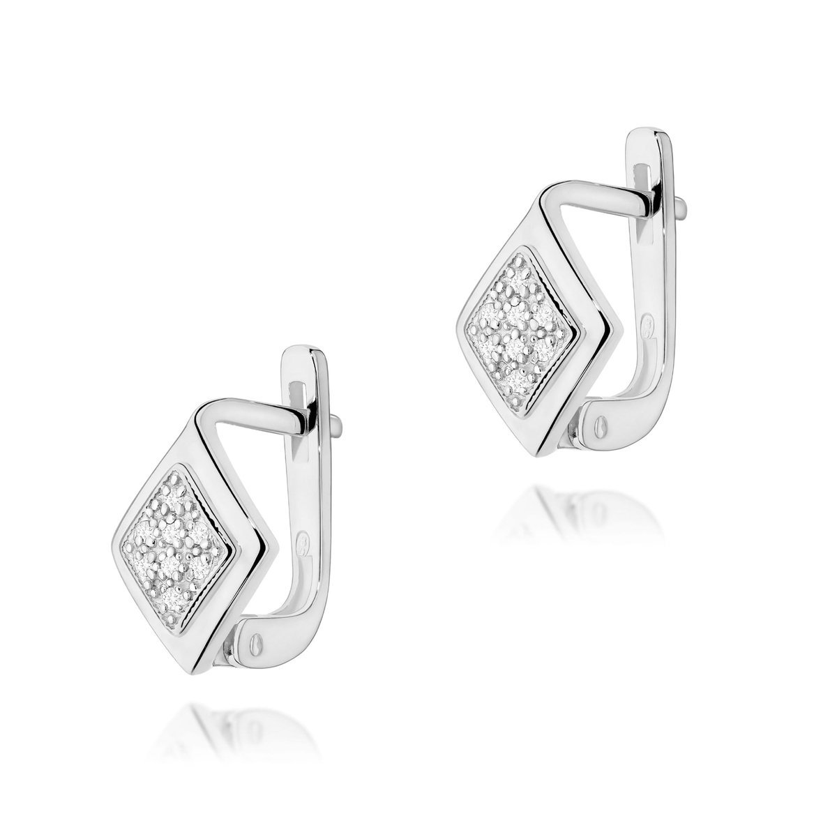 Złote kolczyki z diamentami białe złoto pr. 585