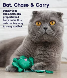 Petstages Toss 'N Dangle Frog Catnip Cat Toy - Dyndająca żaba + DREAMIES 60g GRATIS - Drapaki dla kotów - miniaturka - grafika 4