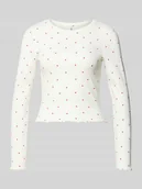 Bluzki damskie - Bluzka z długim rękawem o kroju slim fit z mieszanki bawełny ekologicznej model ‘FENJA’ - miniaturka - grafika 1