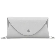 Torebki damskie - Brokatowa kopertówka damska wykonana z tkaniny syntetycznej w srebrnym kolorze - Rovicky - miniaturka - grafika 1
