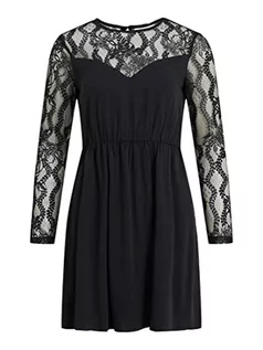 Sukienki - Vila Sukienka damska VISUVITA O-Neck L/S LACE Dress/SU/BF, czarna, 42, czarny, 42 - grafika 1