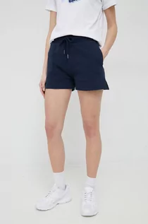 Spodenki damskie - Pepe Jeans szorty bawełniane kolor granatowy gładkie high waist - grafika 1