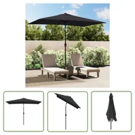 Parasole ogrodowe - The Living Store Parasol ogrodowy na metalowym słupku - 300 x 200 cm - czarny - Parasol - miniaturka - grafika 1