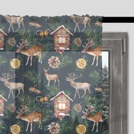 Firany - Firana świąteczna WINTER wzór BN24 | akwarelowy renifer z pomarańczą 140 x 160 cm - miniaturka - grafika 1