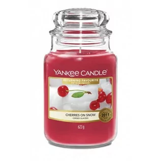 Świece - Yankee Candle czerwony zapachowa świeczka Cheriies On Snow Classic duży 38297 - grafika 1