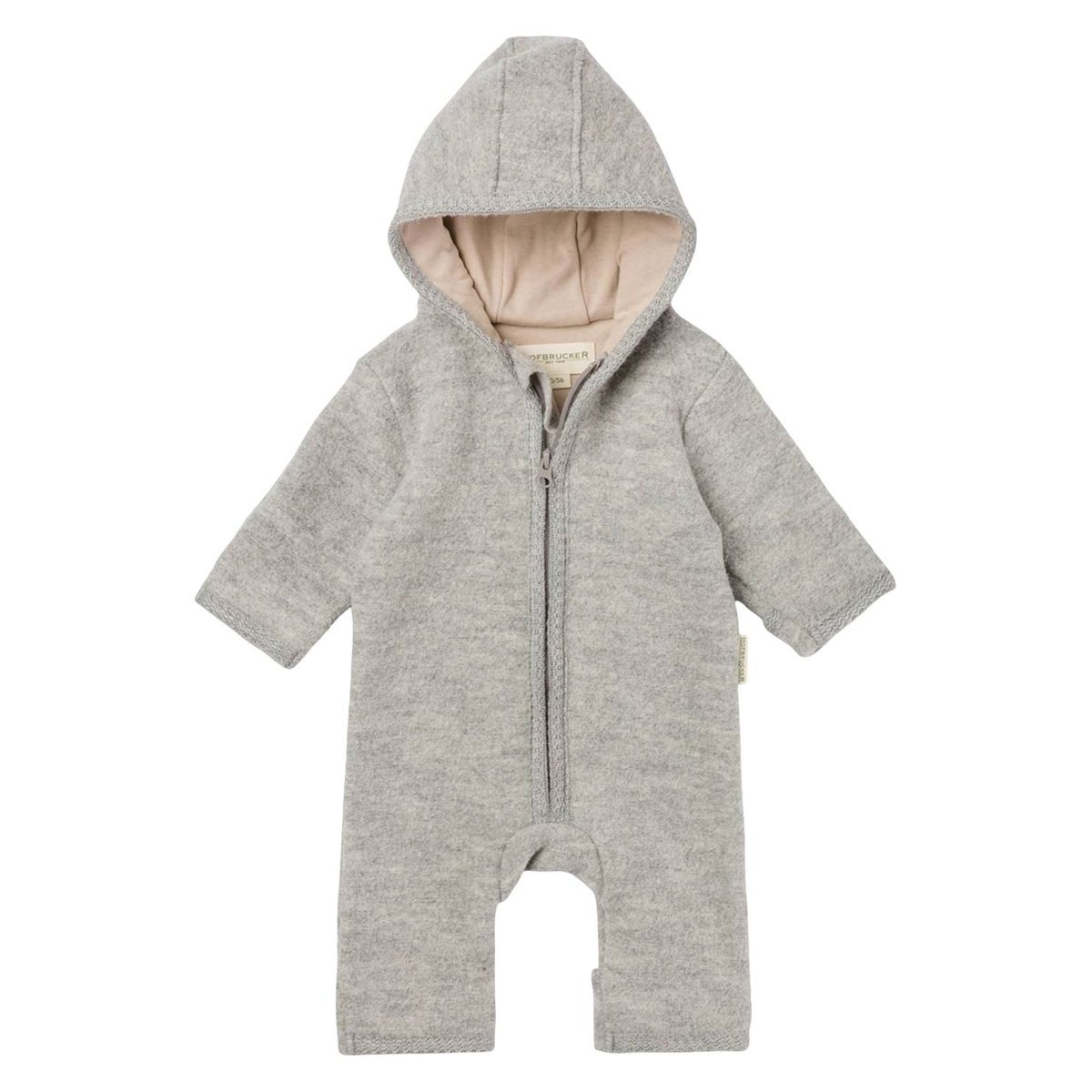 Rampers niemowlęcy Hofbrucker Elli 100% wełna merino szary z kapturem-74