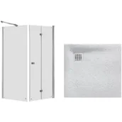 Kabiny prysznicowe - Zestaw Roca Capital kabina prysznicowa 80x80 cm kwadratowa MaxiClean z brodzikiem Terran perłowy (AM4508012M, AM4408012M, AP10332032001630) - miniaturka - grafika 1