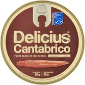Konserwy i dania rybne - Anchois w oliwie z oliwek Sardele Alici del Cantabrico 90g - Delicius - miniaturka - grafika 1