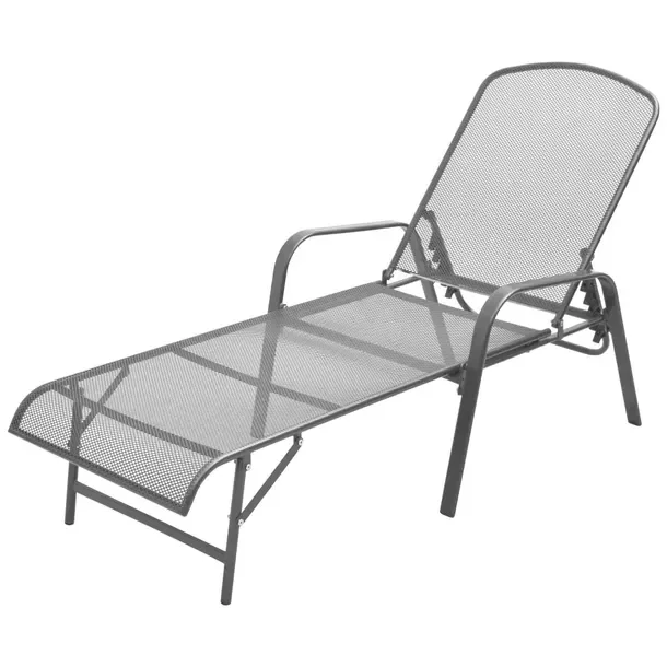 Metalowy leżak antracytowy z siatką, 66 x (154-183) x (65-103) cm