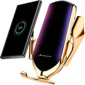 Uchwyty samochodowe do telefonów - Uchwyt samochodowy automatyczny Alogy R2 ładowarka indukcyjna Qi do auta do kratki 10W Złoty - miniaturka - grafika 1
