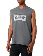 Koszulki męskie - Koton Męski tank top bez rękawów z nadrukiem Crew Neck Cotton, Anthracite (931), M - miniaturka - grafika 1
