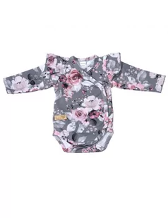 Baby in world Body niemowlęce z długim rękawem bawełniane Grey rose, Rozmiar: 56/62 - Body dla niemowląt - miniaturka - grafika 1