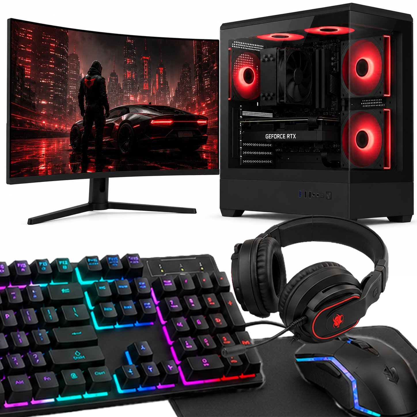 Altreo Zestaw KOMPUTER GAMINGOWY Ryzen 5 5500 RX 9070 16GB 1TB 64GB