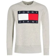 Bluzy męskie - Tommy Jeans Granatowa Bluza bez kaptura Szara Duże Logo r. M - miniaturka - grafika 1