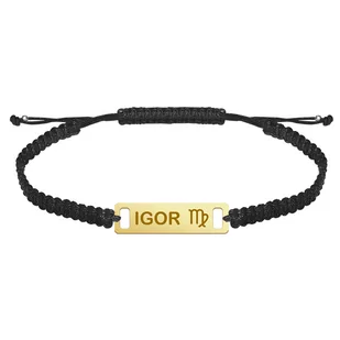 Pozłacana Bransoletka Męska z GRAWEREM blaszka makrama - Bransolety męskie - miniaturka - grafika 1