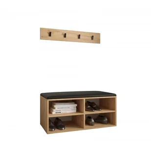 Garderoba szafka na buty z tapicerowanym siedziskiem meble do przedpokoju MIRO dąb craft złoty biały - Meble do przedpokoju - miniaturka - grafika 1