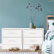 Szafki nocne - szafka nocna biała, 38x37x34 cm, z 2 szufladami, wykonana z płyty wiórowej - miniaturka - grafika 1