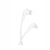Kable USB - Kabel PC Lightning kątowy 90 stopni do Apple iPhone iPad 8PIN 1m biały boczny Przewód do ładowania Telefonu USB A - miniaturka - grafika 1