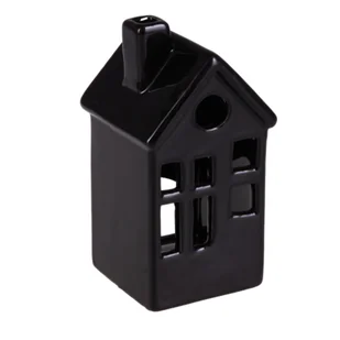 Figurka ceramiczna domek 8 x 8 x 15 cm czarny - Ozdoby bożonarodzeniowe - miniaturka - grafika 1