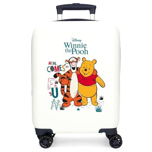 Joumma Disney Kubuś Puchatek Walizka kabinowa biała 33 x 50 x 20 cm sztywny ABS zamek szyfrowy z boku 28,4 l 2 kg 4 koła podwójny bagaż ręczny, biała, walizka kabinowa