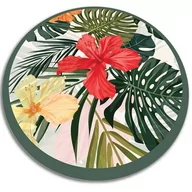 Dywany - Modny uniwersalny dywan okrągły winylowy rajskie kwiaty fi90 cm - miniaturka - grafika 1