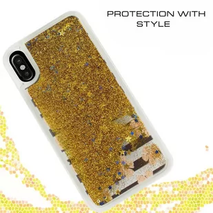 Zizo Liquid Glitter Star Case Etui iPhone X (Pink Flowers) - Etui i futerały do telefonów - miniaturka - grafika 4