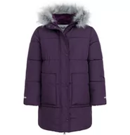 Kurtki i płaszcze dla dziewczynek - Długa kurtka zimowa z kapturem dla dziewczynki, fioletowa 3-8 lat - miniaturka - grafika 1