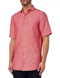 Koszule męskie - Seidensticker Męska koszula z krótkim rękawem, regularny krój, czerwona, 42, czerwony, 42 - grafika 1
