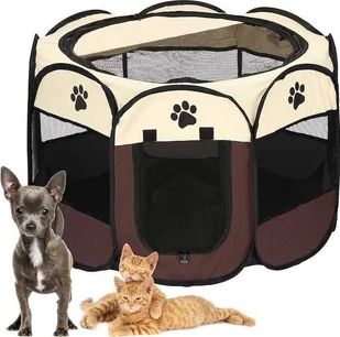 Springos Kojec uniwersalny dla psa i kota 81 cm składana klatka beżowo-brązowa UNIWERSALNY - Sprzęt podróżny i transportery dla psów - miniaturka - grafika 1