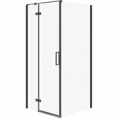 Kabiny prysznicowe - Cersanit S160-003 KABINA PRYSZNICOWA NAROŻNA JOTA CZARNA 90X90X195 LEWA SZKłO TRANSPAREN - miniaturka - grafika 1