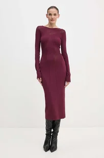 Patrizia Pepe sukienka kolor bordowy maxi dopasowana 8A1348 K195 - Sukienki - miniaturka - grafika 1