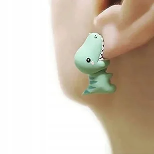 Kolczyki damskie 3D Modele ZWIERZĄT UROCZE Zielone DINOZAUR Dinuś - Kolczyki - miniaturka - grafika 1