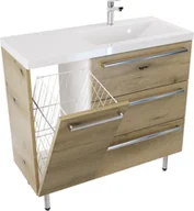 Szafki łazienkowe - Szafka z umywalką ATHD UM ST 90 K P UCH MAT - Drewnodekor mat - Uchwyt Chromowany - miniaturka - grafika 1