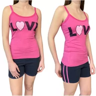 Piżamy damskie - Piżama damska różowa spodenki granatowe love S/M - miniaturka - grafika 1