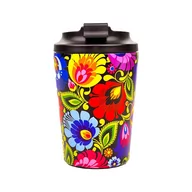 Kubki termiczne - KUBEK TERMICZNY FOLK 350 ML - WZORY ŁOWICKIE - CZARNY - miniaturka - grafika 1