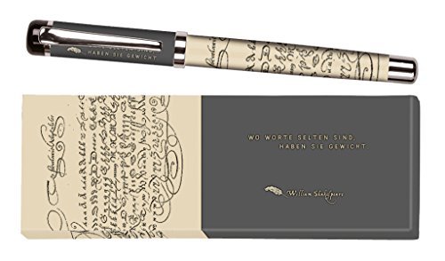 moses. libri_x pióro kulkowe William Shakespeare, długopis z metalu z niebieskim wkładem, z nadrukiem cytatu Williama Szekspira, w pudełku prezentowym, 1 sztuka (1 opakowanie)