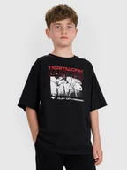 Koszulki dla dziewczynek - 4F T-shirt oversize z nadrukiem dziecięcy - czarny 122/128 (6-8 lat) - miniaturka - grafika 1