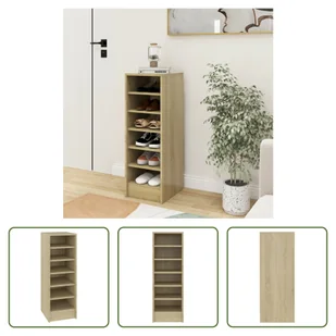 The Living Store Szafka na buty dąb sonoma 31,5x35x90 cm Materiał drewnopochodny - Szafki na buty - miniaturka - grafika 1