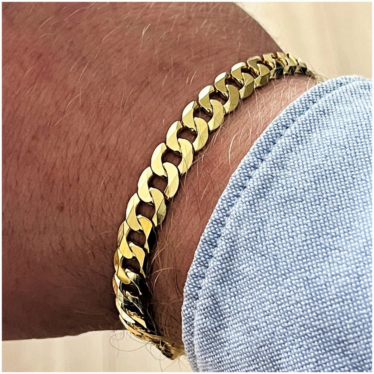 Gruba Bransoletka Złota Męska Pancerka 21 Cm 7 Mm Srebro 925 Na Prezent